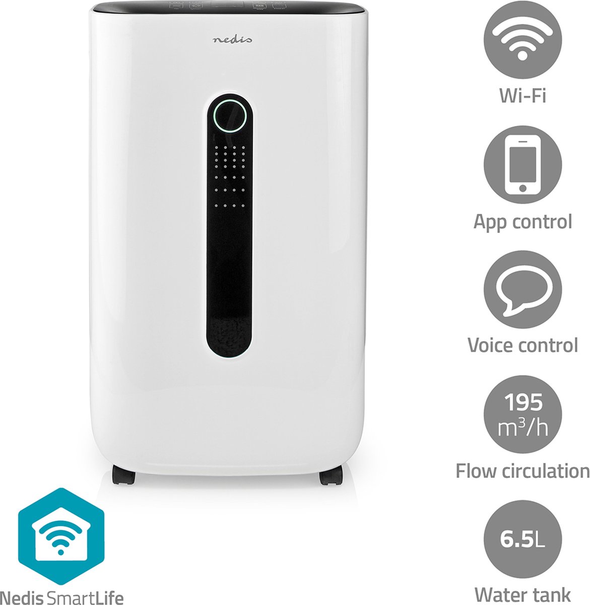 Nedis SmartLife Luchtontvochtiger - Wi-Fi - 20 l/Dag - Ontvochtiging / Continu / Was drogen / Ventilatie - Android™ / IOS - Regelbare hygrostaat - 195 m³/h