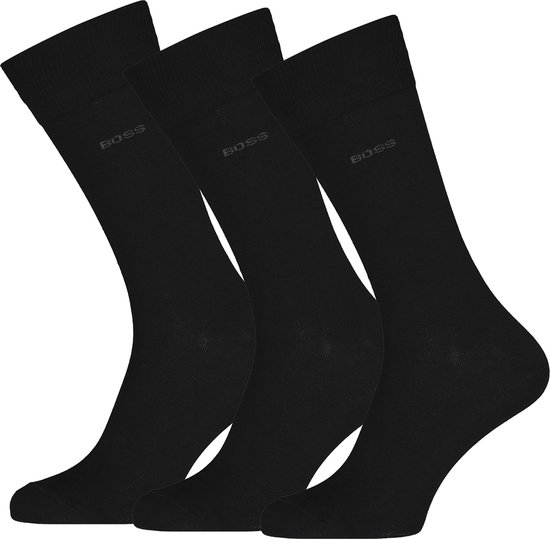 BOSS regular socks (3-pack) - herensokken katoen - zwart - Maat: