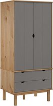 vidaXL - Kledingkast - OTTA - 76,5x53x172 - cm - grenenhout - bruin - en - grijs