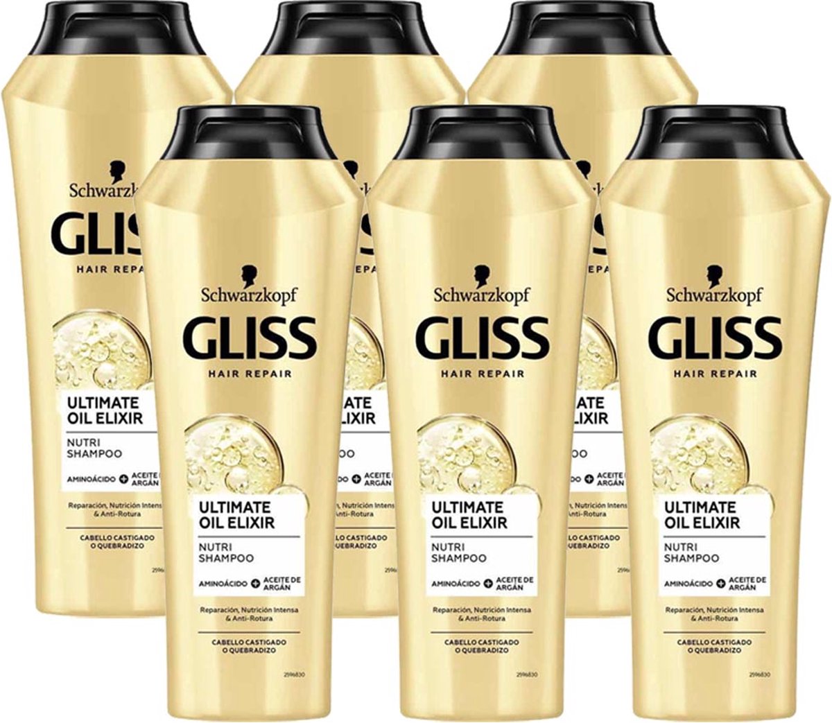 Gliss Kur Shampoo Ultimate Oil Elixir 6 x 250ml - Voordeelverpakking