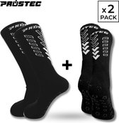 Prostec® Gripsokken - Gripsokken voetbal - Duo pack - Zwart + Zwart - Grip socks - One size - Anti slip - Anti blaren - Gripsokken sport - Gripsokken zwart