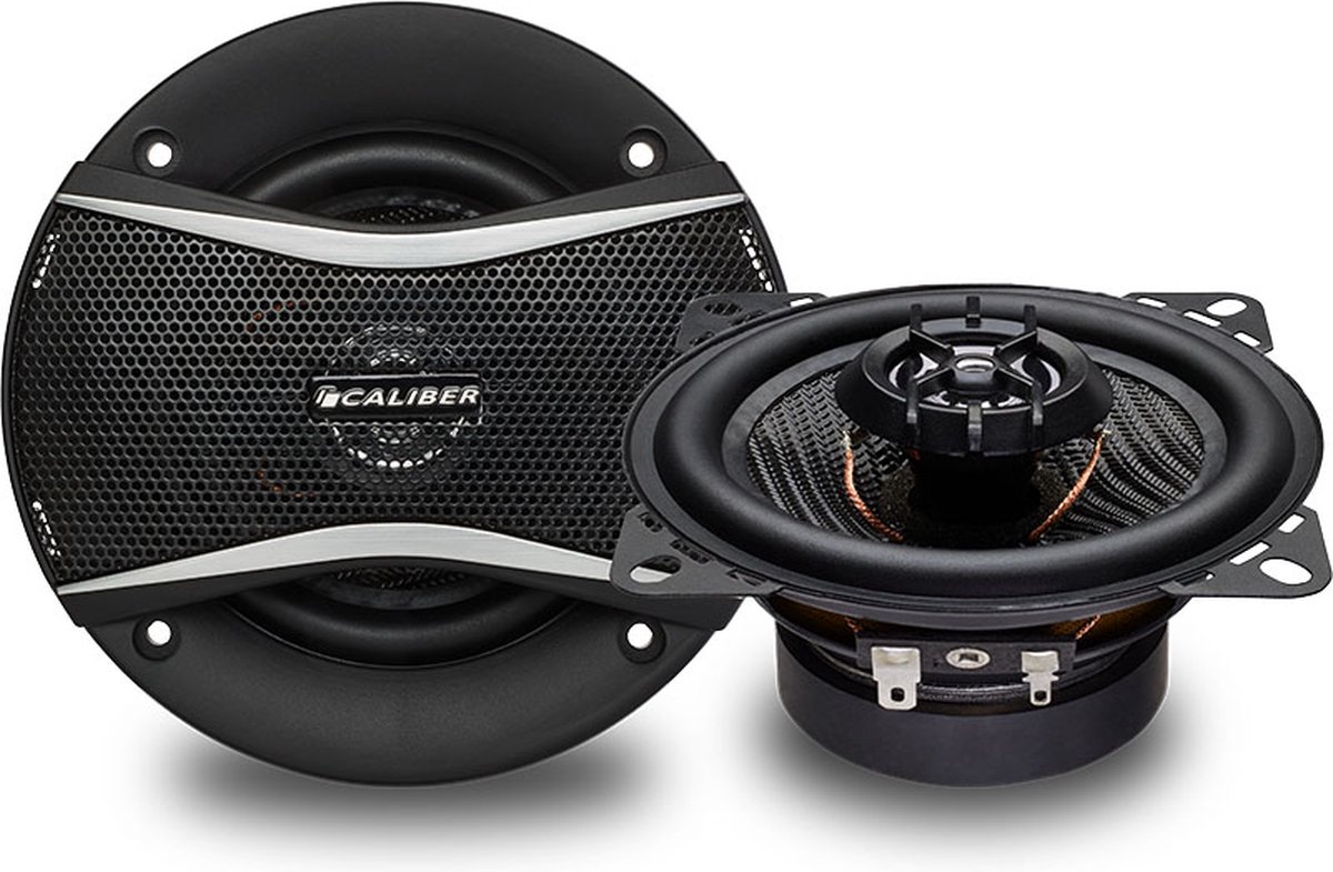 Caliber Autospeakers - Ø 10 cm speaker frame - 30 Mm Mylar Dome Tweeters - 160 Watt Totaal Vermogen - 2 Weg-Coaxiaal Luidsprekers - inclusief Grill (CDS4G)