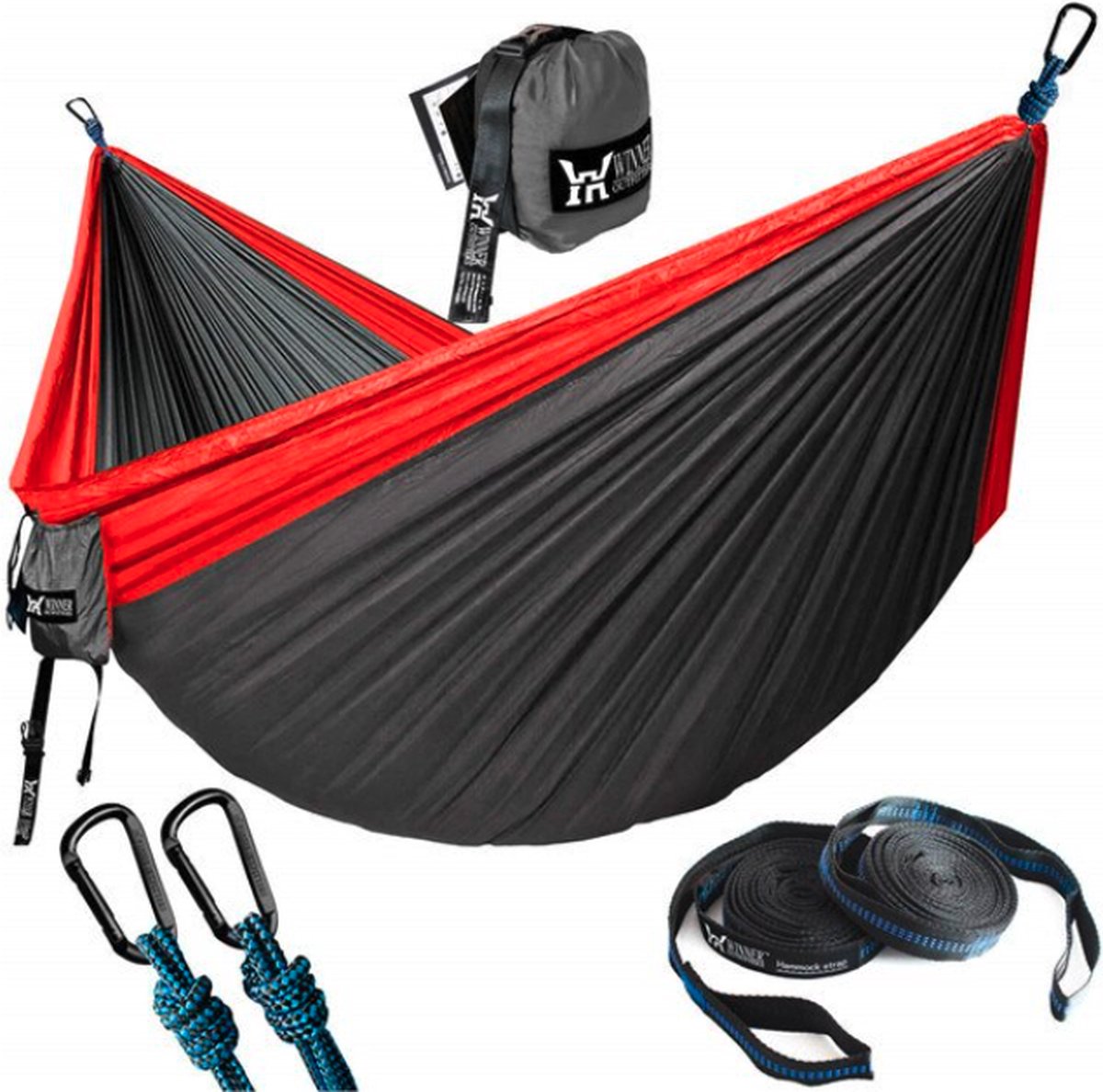 Hangmat Dubbel & Enkel | Draagbare Lichte Hangmat + Boombanden - Outdoor - Camping