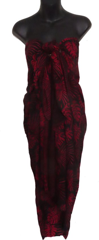 Hamamdoek, pareo, sarong, wikkeljurk exclusief figuren patroon lengte 115 cm breedte 180 cm kleuren zwart rood dubbel geweven extra kwaliteit.