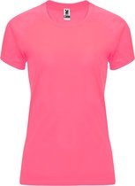 Fluorescent Roze dames sportshirt korte mouwen Bahrain merk Roly maat M