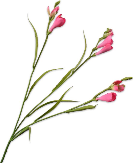 Silk-ka Zijden Bloem-Kunstbloem FreesiaTak Roze 63 cm Voordeelaanbod Per 2 Stuks