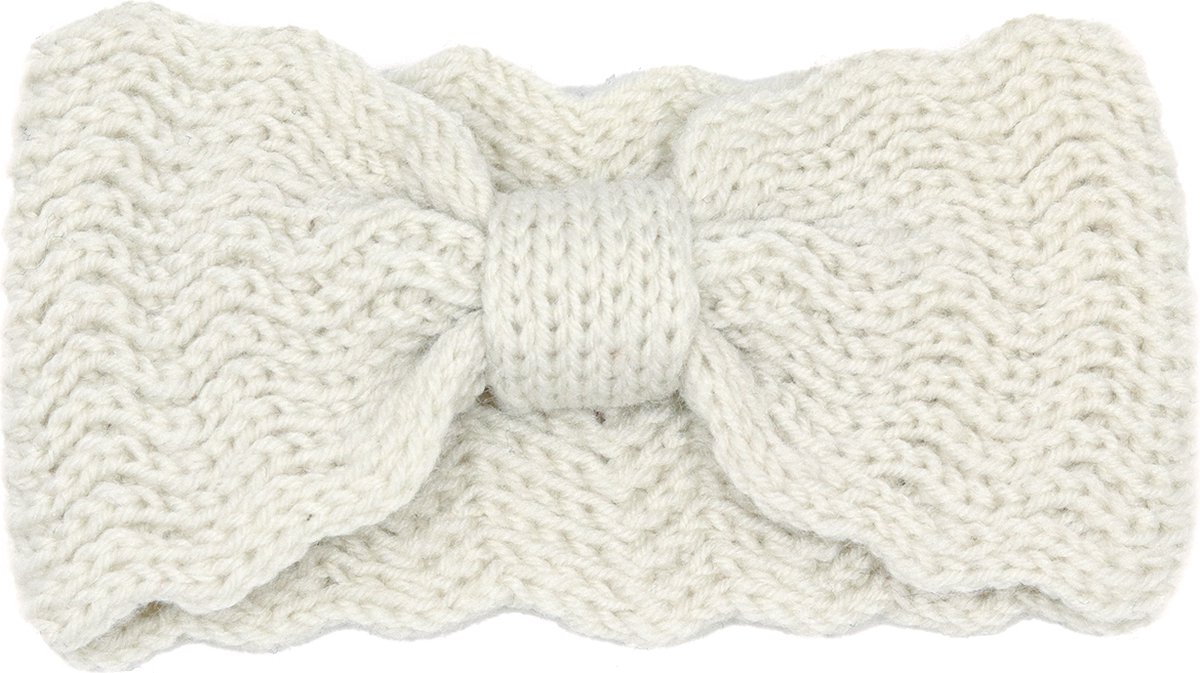 Ecru gebreide haarband met strik - acryl hoofdband - winteraccessoires dames - one size - STUDIO Ivana