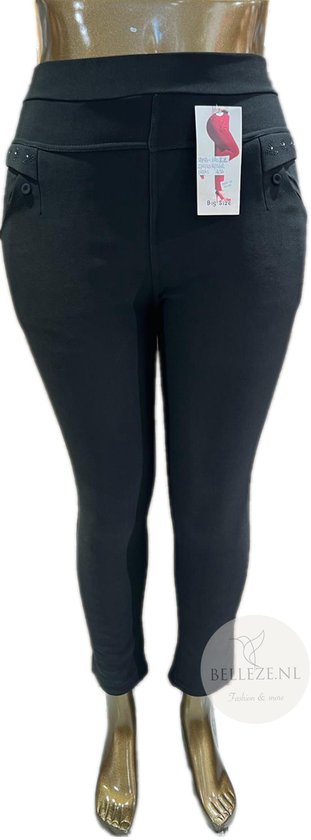 Curvy big Size Tregging 160 - Stretch broek legging - Zwart met bont  voering - 46-48 | bol.com