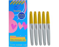 YellowTest - Vroege zwangerschapstest - Early Pregnancy Test - Zwangerschapstest Extra vroeg Midstream- 10 mIU/ml - HCG test - 5 stuks