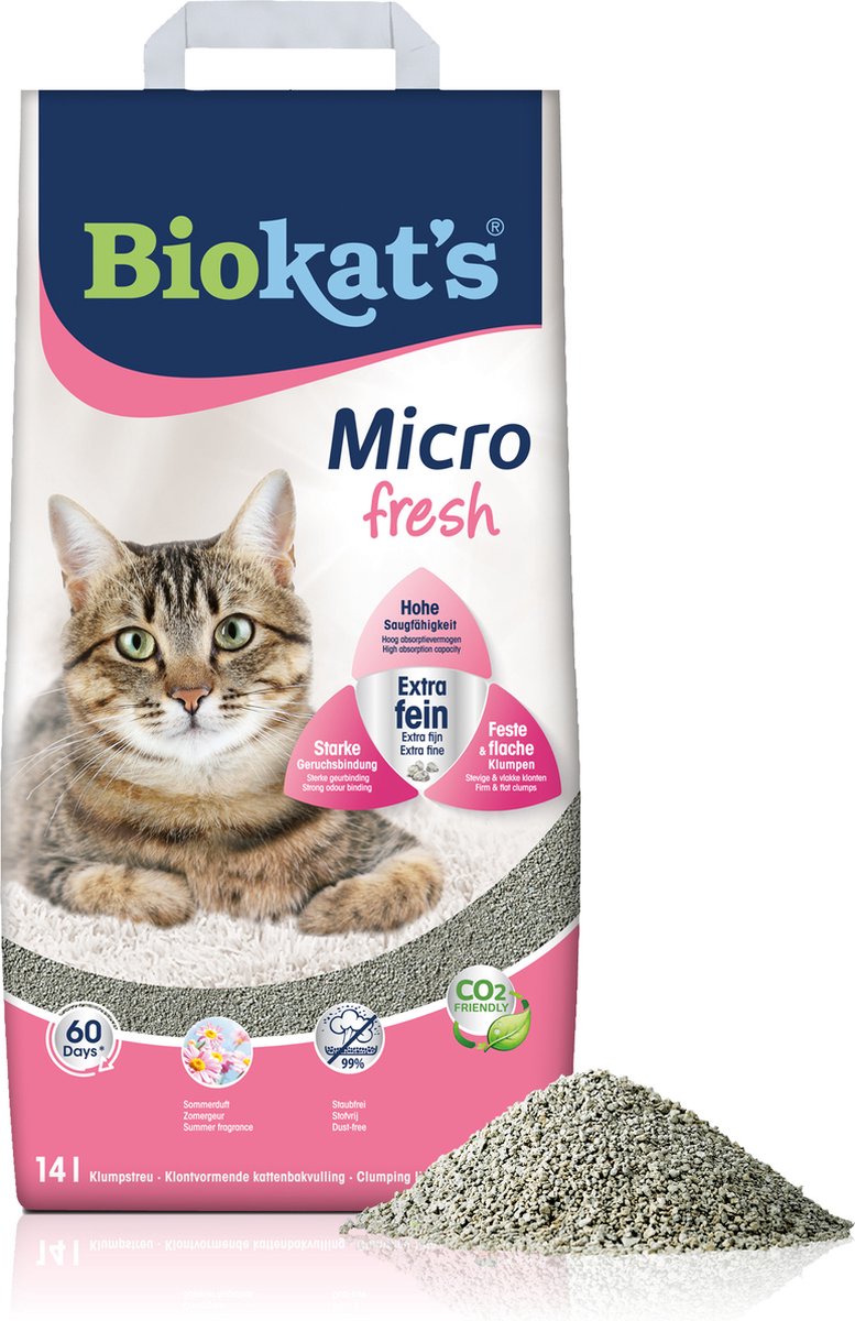 Biokat's Micro Fresh - 14 L - Kattenbakvulling - Klontvormende - Zomergeur - Biokat's