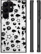 Silicone Back Cover Geschikt voor Samsung Galaxy S23 Ultra Telefoonhoesje met Zwarte rand Silver Punk
