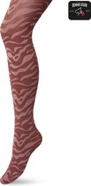 Bonnie Doon Dames Panty met Zebra Print 100 Denier maat L/XL Oud Roze - Uitstekend Draagcomfort - Zebraprint - Dierenprint - Gladde Naden - Perfecte Pasvorm - Mesa Rose - BP211902.280