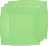 Santex feest diner bordjes - 20x stuks - papier/karton vierkant - mint groen - 23cm