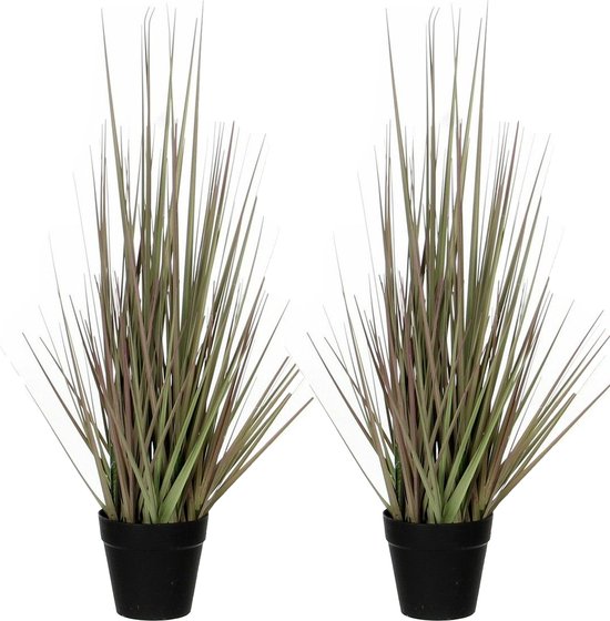 Mica Decorations - 2 pcs - plante de gazon artificiel - vert/violet - H53 x D30 cm