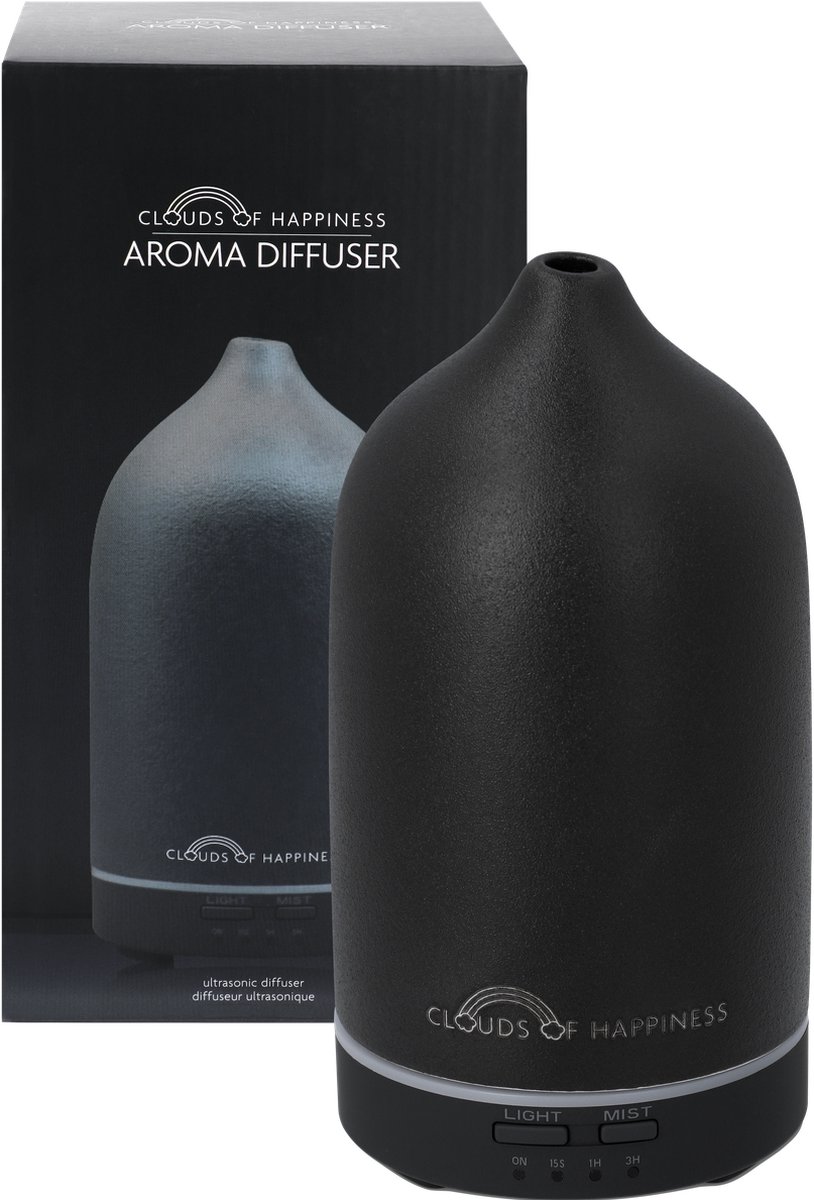 Clouds of Happiness - Aroma Diffuser - Keramisch - Zwart - 160 Ml