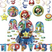 Super Mario - Décorations de fête - Fête d'enfants - Soirée à thème - Guirlandes et drapeaux - Décoration de table - Cintres tourbillon - Forfait décoration - Forfait fête.