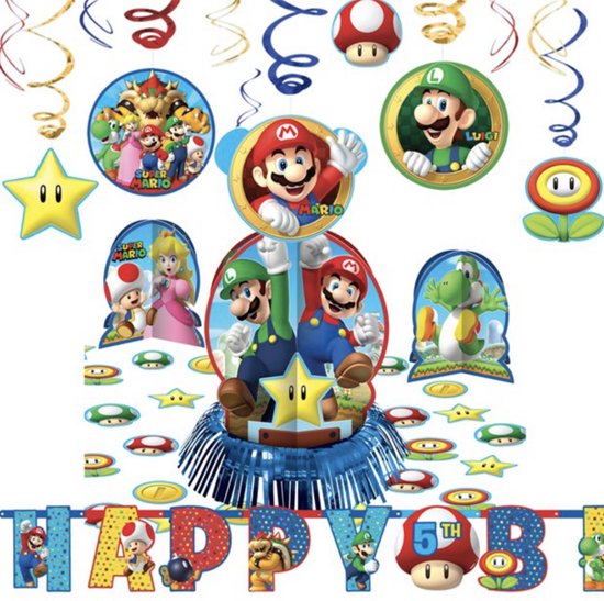 Super Mario - Feestversiering - Kinderfeest -Themafeest - Slingers -  Tafeldecoratie -... | bol
