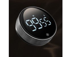 Digitale Kookwekker Zwart van METU-Online - Smart Timer - LED Display - Magnetisch met Handige Draaiknop - Barbecue kookwekker magneet - BBQ wekker