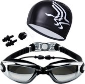 Ensemble lunettes de natation - Bouchons d'oreilles, bonnet de bain, pince-nez et lunettes de plongée - Zwart