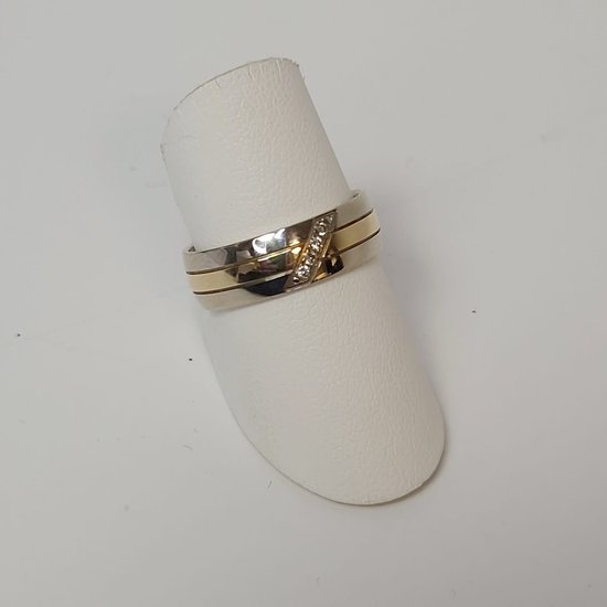 alliance - femme - Aller Spanninga - 152 - or jaune/blanc - diamant - vente Juwelier Verlinden St. Hubert - à partir de €1348,= pour €877,=