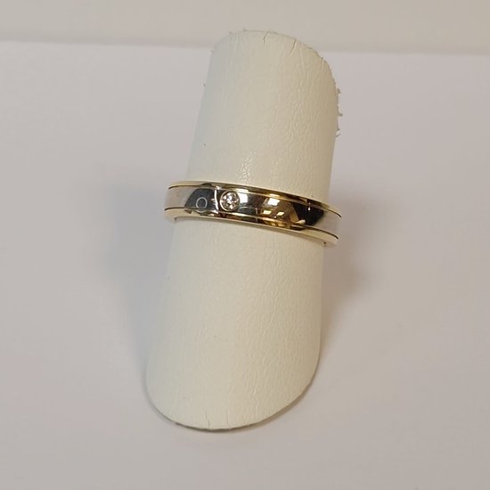 alliance - femme - Aller Spanninga - 867 - or jaune/blanc - 14 carats - diamant - vente Juwelier Verlinden St. Hubert - à partir de €1042,= pour €678,=