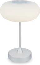 BRILONER - OLANA - Lampe de table LED Batterie - Dimmable - Lampe de table LED en verre - Sans fil - Fonction tactile - 3.300K - Blanc chaud - Chrome mat - 150x160 mm (HxD)