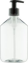 Lege Plastic Fles 500 ml PET apothekersfles transparant - met zwarte pomp – set van 10 stuks - Navulbaar - leeg