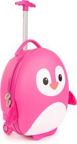 Bol.com Boppi - kindertrolley - pinguïn (roze) - handbagage - lichtgewicht - duurzame hardcase - 17L - kinderkoffer met wieltjes... aanbieding