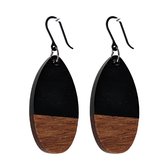 100% Allergievrije Oorbellen-Dilara-Hout-Bruin-Zwart-Charme Bijoux