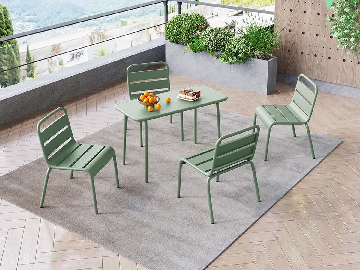MYLIA Ensemble repas de jardin enfant POPAYAN Table de jardin avec 4 chaises...