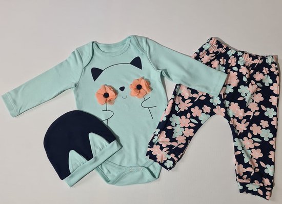 kledingset 3 delige set broekje rompertje muts babykleertjes kleding baby. bol