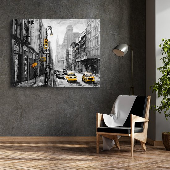 Luxe Canvas Schilderij New York Streets | 100x150 | Woonkamer | Slaapkamer | Kantoor | Muziek | Design | Art | Modern | ** 2CM DIK! **