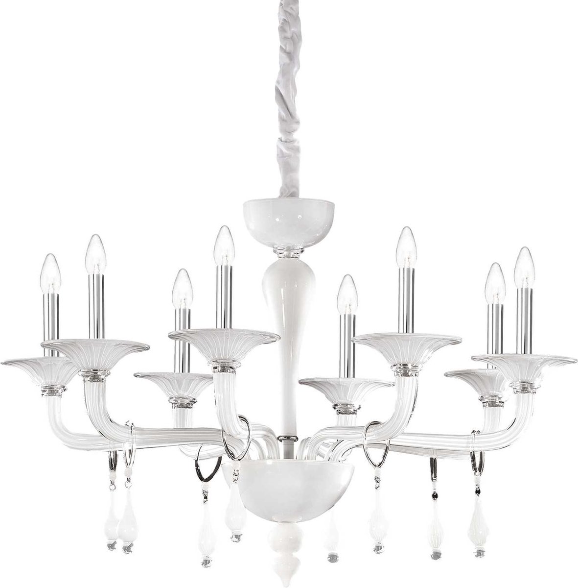 Ideal Your Lux - Hanglamp Modern - Glas - E14 - Voor Binnen - Lamp - Lampen - Woonkamer - Eetkamer - Slaapkamer - Wit