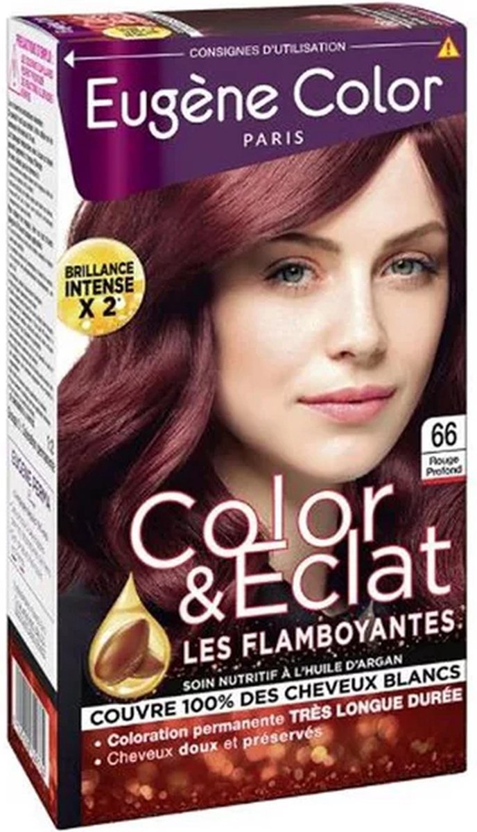 Haarkleuring - Rouge 66 - Color & Eclat - Langdurig Resultaat - met Arganolie - 100% Grijsdekking - Intense Glans - Zacht en Mooi Beschermd Haar - Eugène Color Paris