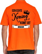 Bellatio Decorations Poloshirt Koningsdag - oranje - Echte Koning komt uit Breda - heren - shirt XL