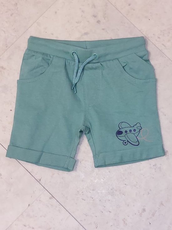 Blue Seven-Mini boys knitted shorts-Glacier orig-Green