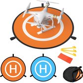 Intirilife 5-delige set met drone landingsplatform en accessoires Helikopter landingsplatform gemaakt van nylon in oranje - blauw met 75cm diameter - Voor het veilig opstijgen en landen van drones