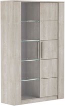 DEMEYERE Woonkamerset Eettafel 170 cm + Dressoir 2 deuren + Vitrinekast 1 glazen deur - Eiken/licht beton decor - ANTIBES