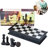 Afbeelding van het spelletje Schaakspel, Deluxe, opvouwbaar, magnetisch, schaakbord met schaken, magnetisch, zwart en wit, voor kinderen en volwassenen