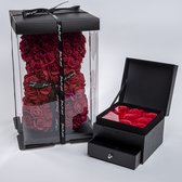 Swarovski elements Valentine Flowerbox papillon avec Zirconia Argenté Collier I Love You coeur + Rose Ours Rouge Foncé - Coffret Cadeau Femme - Cadeau Fête des Mères - Cadeau - Coffret Cadeau - Cadeau - Cadeau Anniversaire - Saint Valentin - Cadeau