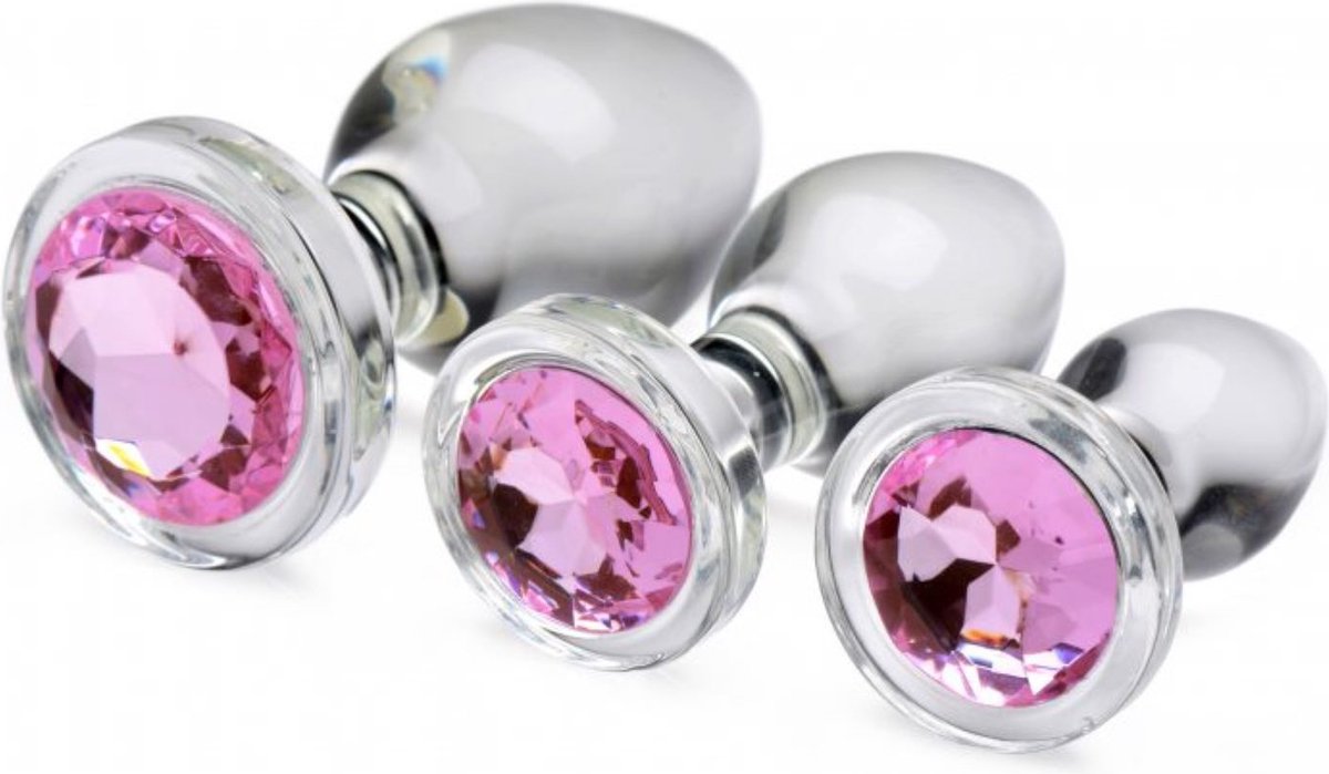 Goedkoopste Booty Sparks Pink Gem Anaalplug Set Van Glas