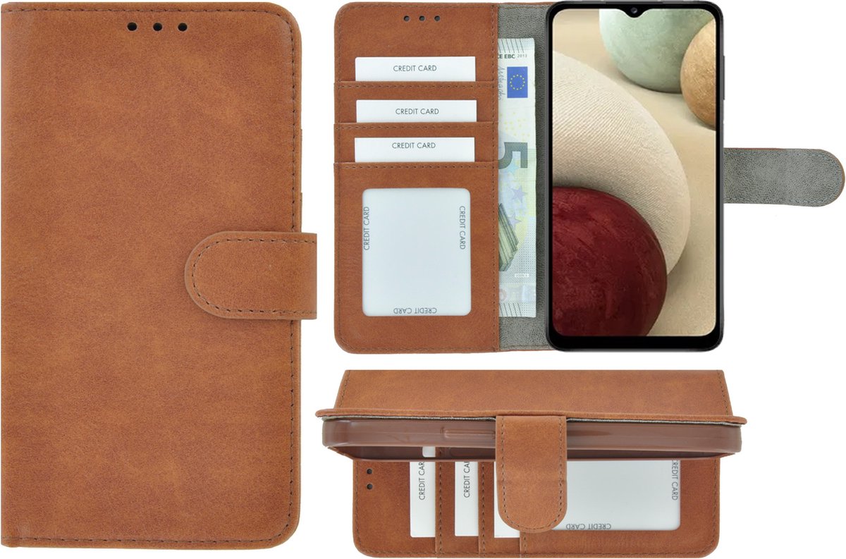 MoDo hoesje Geschikt voor Samsung Galaxy A14 5G - Kunstleer Book Case - Bruin