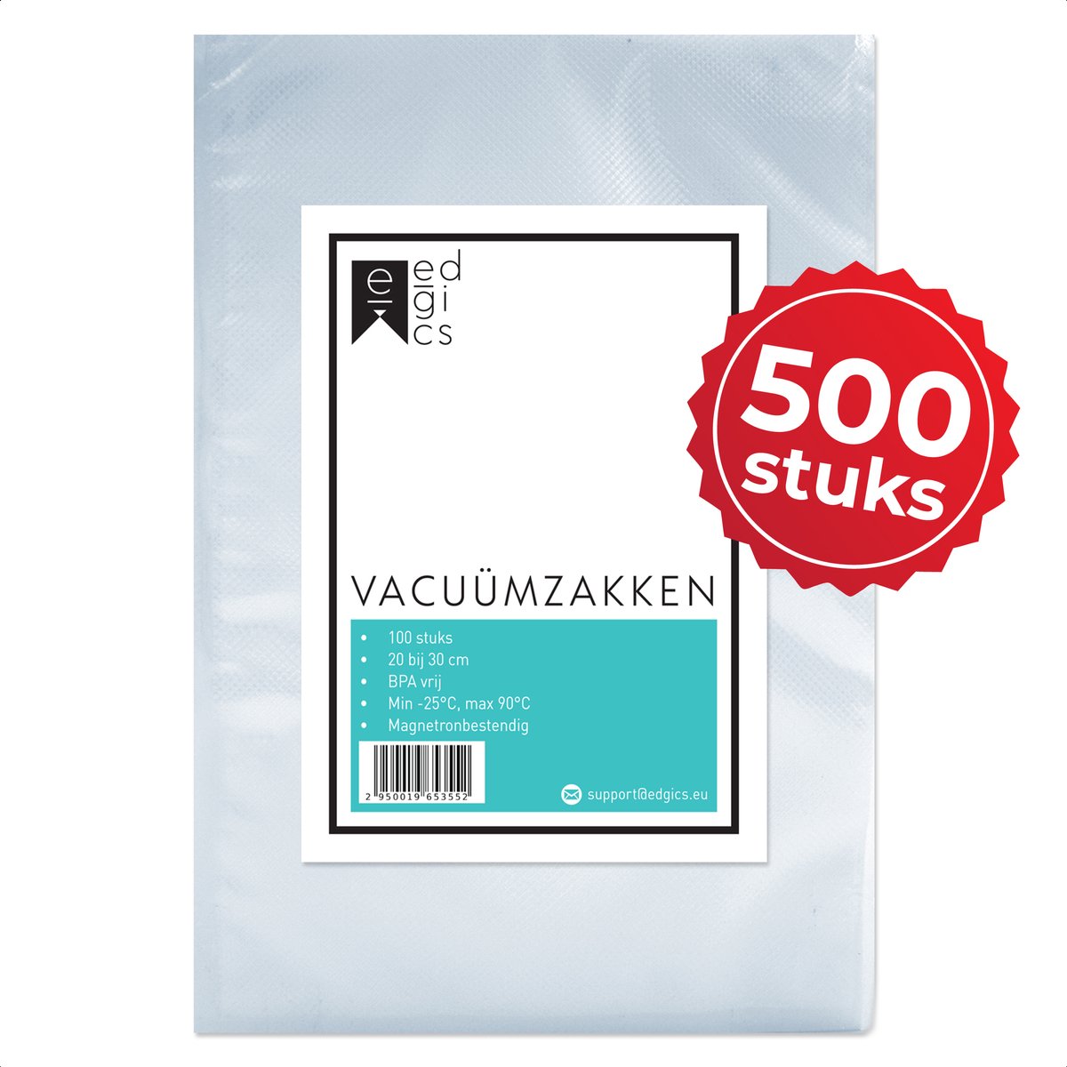 Vacuumzakken Voedsel - Vacumeerzakken - Sous Vide Zakken - Met Reliëf - BPA Vrij - 20x30cm - 500 Stuks