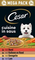 Cesar - Cuisine - hondenvoer in saus - Lam & Gevolgelte & Rund & Kalkoen - maaltijdkuipjes 24 x 150 g