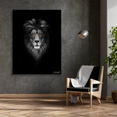 Luxe Canvas Schilderij Lion Awaits | 100x150 | Woonkamer | Slaapkamer | Kantoor | Muziek | Design | Art | Modern | ** 2CM DIK! **