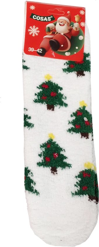 Dames Kerstsokken - Kerstboom - Wit/Groen - Maat 35-38