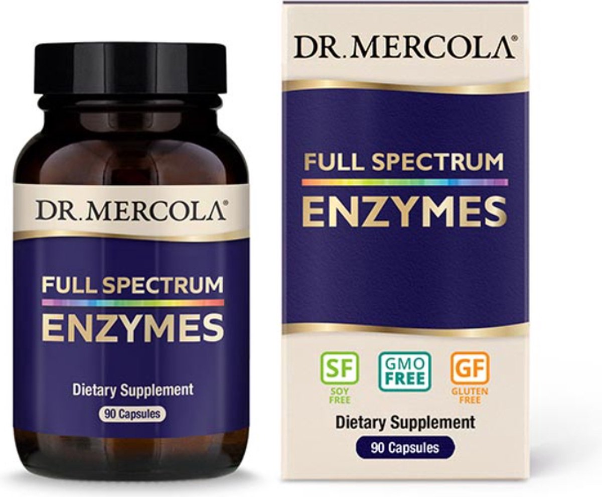 Goedkoopste Dr. Mercola - Full Spectrum Enzymes - Cellulase Mengsel - Lipase Mengsel - Protease Mengsel - ATP - 90 capsules