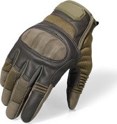 RAMBUX® - Motorhandschoenen - Groen - Ademend PU Leer - Maat L - Tactical Handschoenen - Motor - Airsoft - Touchscreen - Bescherming