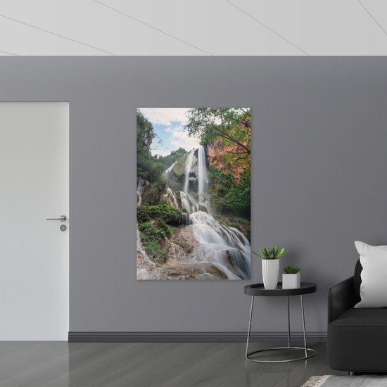 Gards Tuinposter Doorkijk Bos Met Zon Tussen De Bomen - 60x40 Cm Tuindoek Tuindecoratie Wanddecoratie Buiten Tuinschilderij