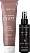 L'Anza Healing Style Beach Spray 100ml & Lanza Healing Curls Curl Whirl Defining Crème 125ml